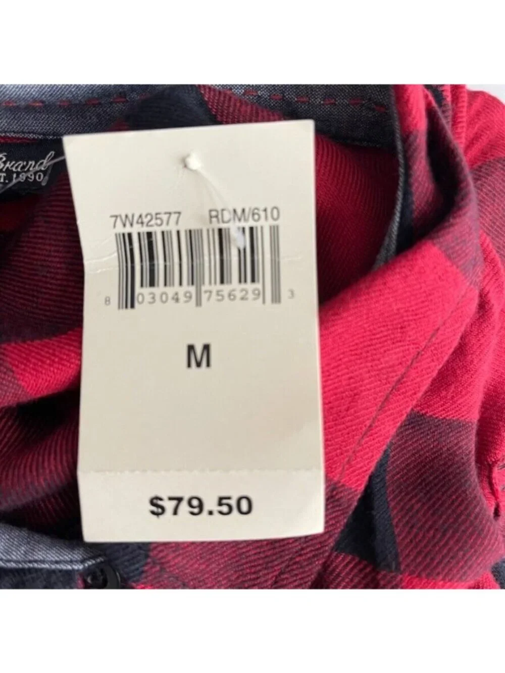 Lucky brand women's blouse top red plaid size medium long sleeve new $79